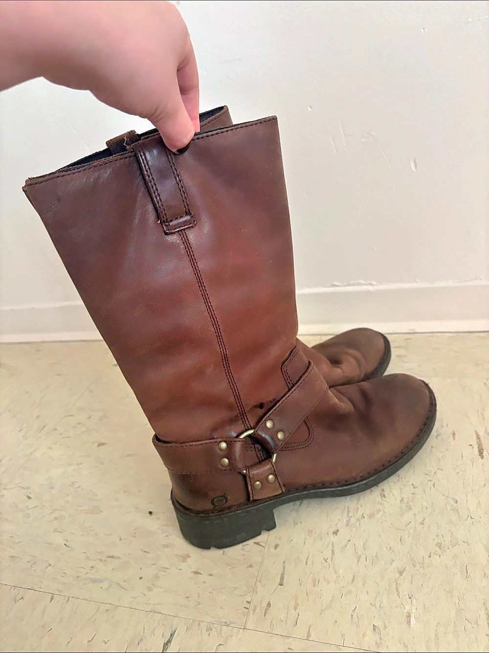 Born 2976 Leather moto Boots Brown US 8
